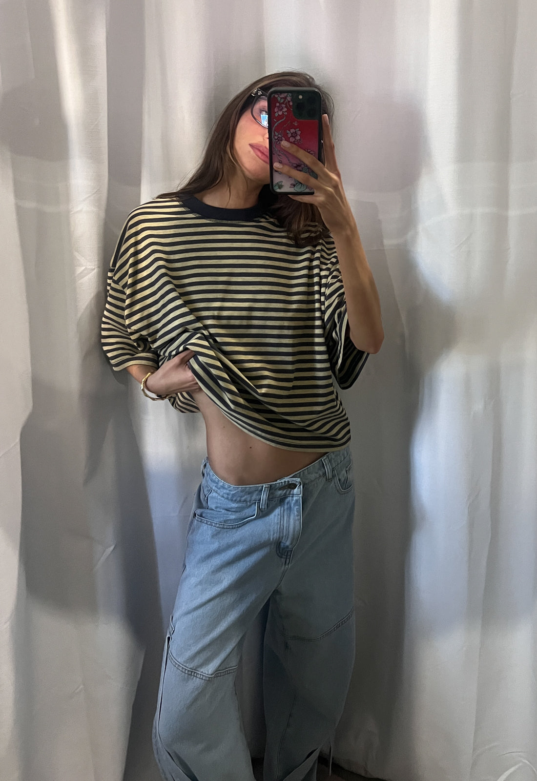 BLOOM SHORT SLEEVE - BEIGE STRIPE