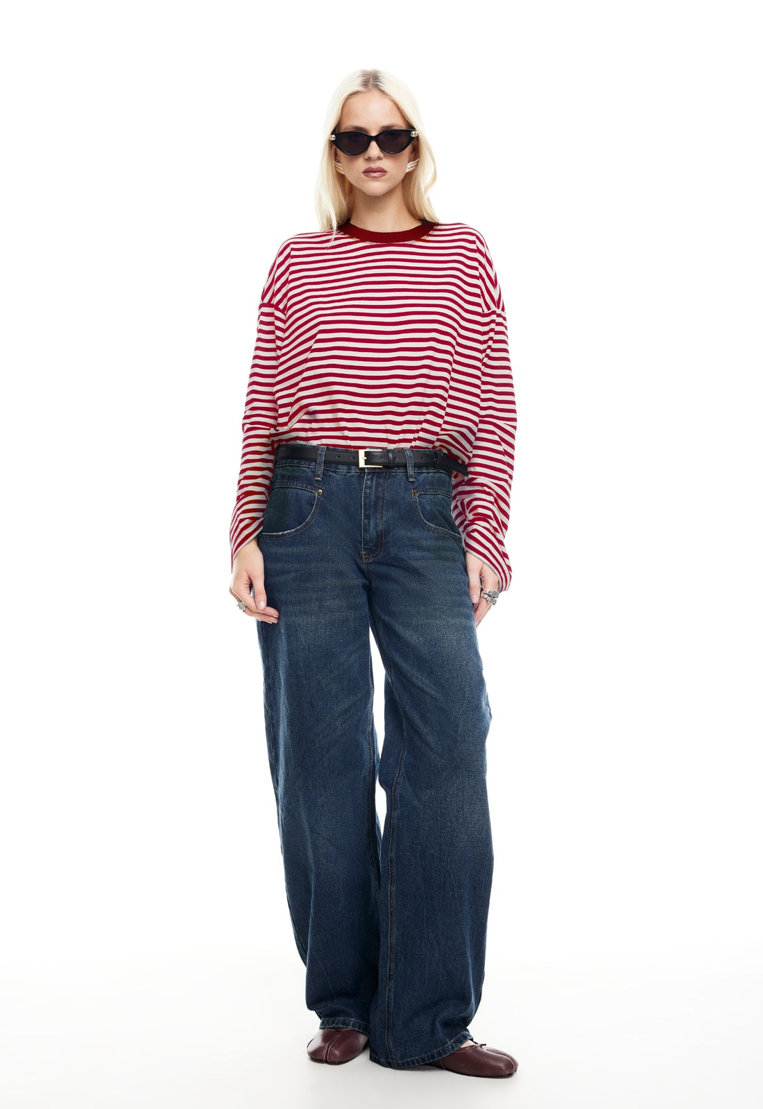 BLOOM LONG SLEEVE - WINE STRIPE