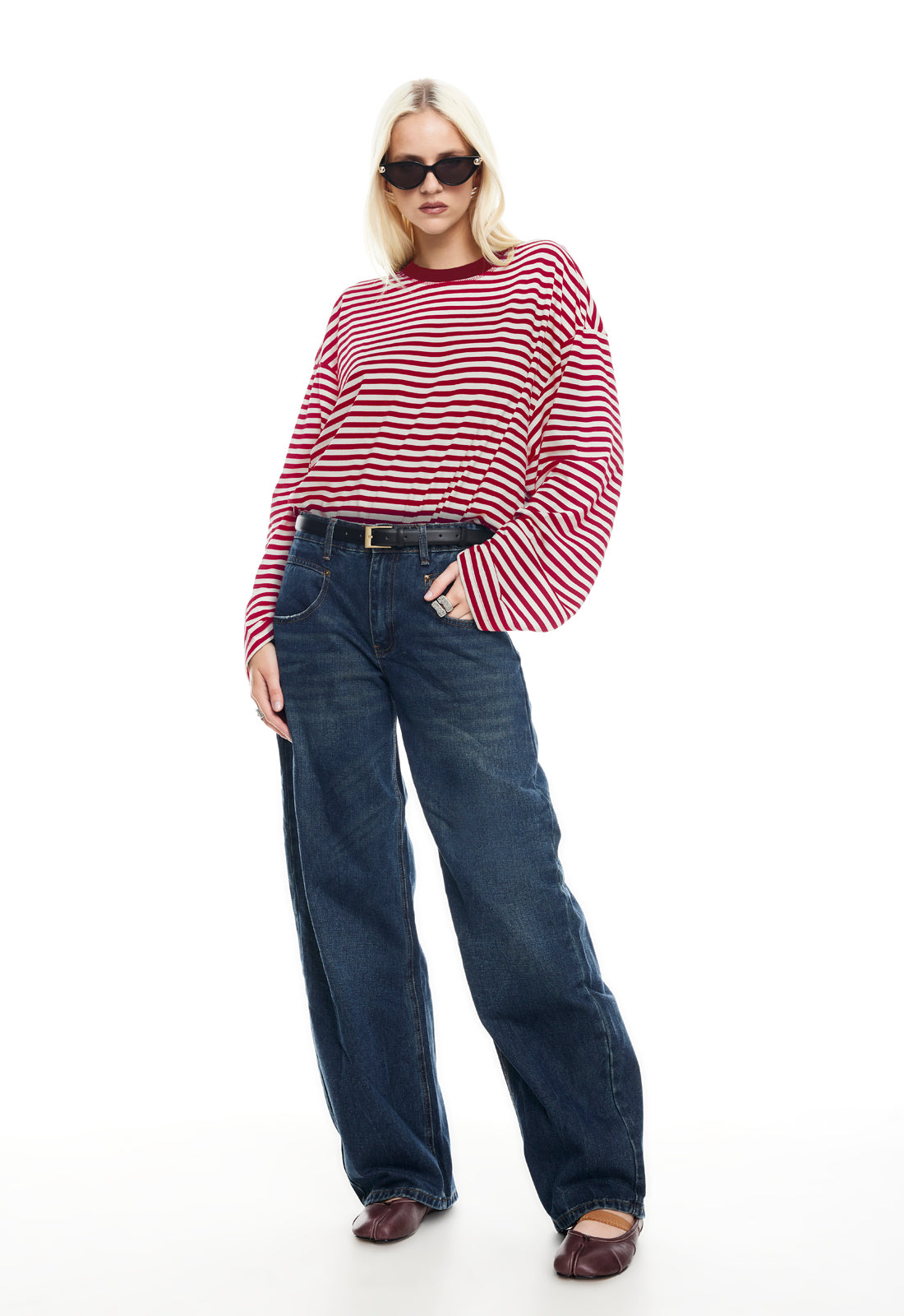 BLOOM LONG SLEEVE - WINE STRIPE