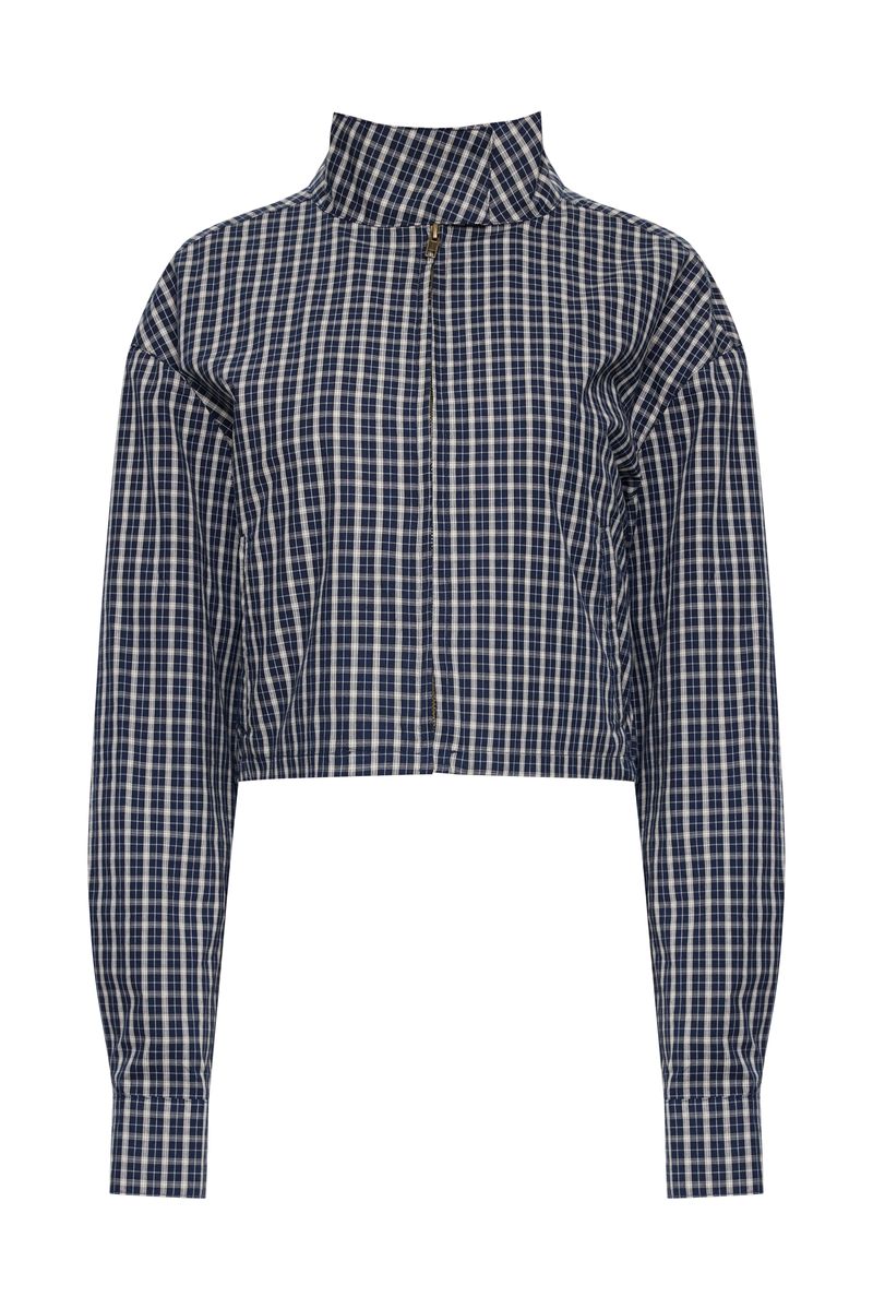 AURA JACKET - NAVY LEMON PLAID