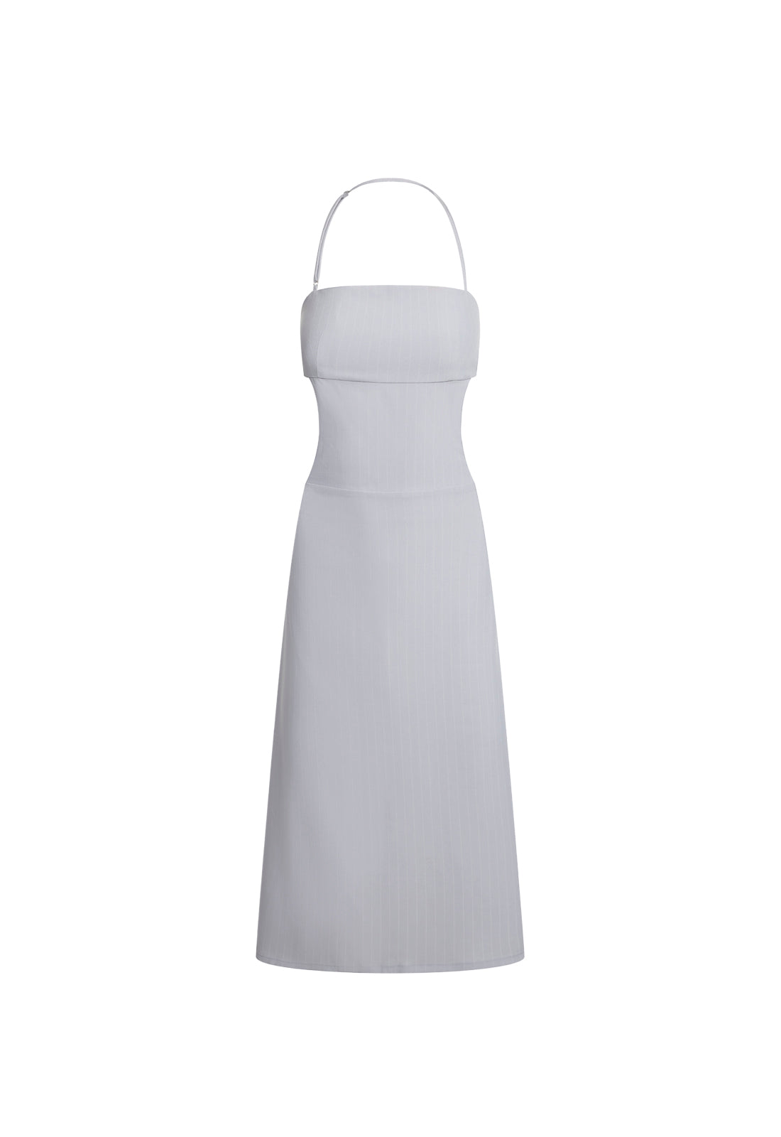 MOONLIT MIDI DRESS - LIGHT GREY PINSTRIPE