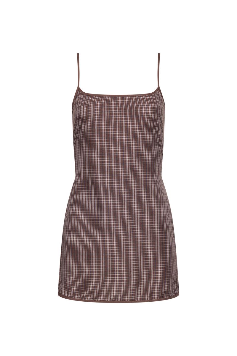 VOYAGE MINI DRESS - CHOCOLATE PLAID