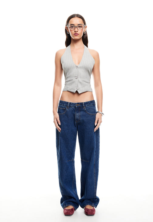 RENEWAL HALTER TOP - ASH STRIPE