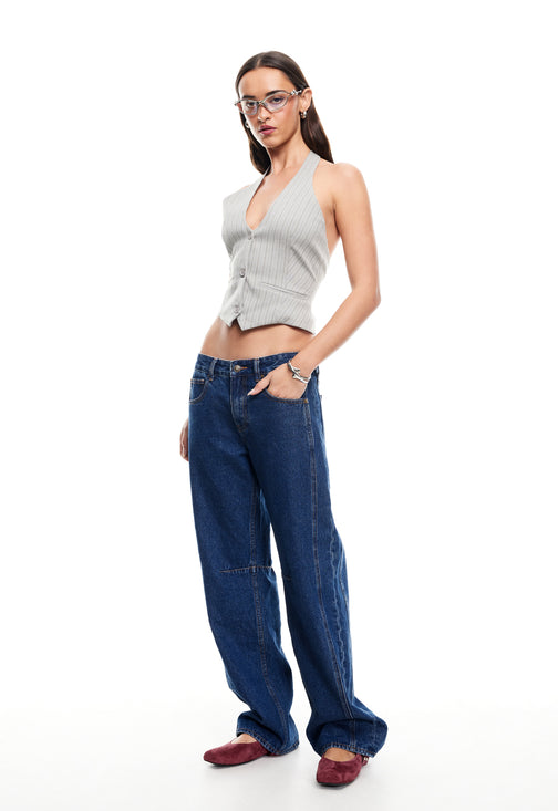 RENEWAL HALTER TOP - ASH STRIPE