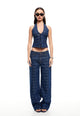 RENEWAL HALTER TOP - INDIGO PLAID