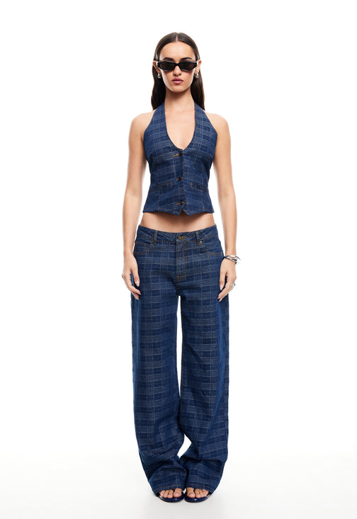 TOP MODEL JEAN - INDIGO PLAID