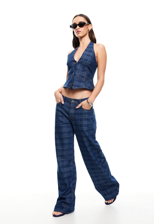TOP MODEL JEAN - INDIGO PLAID