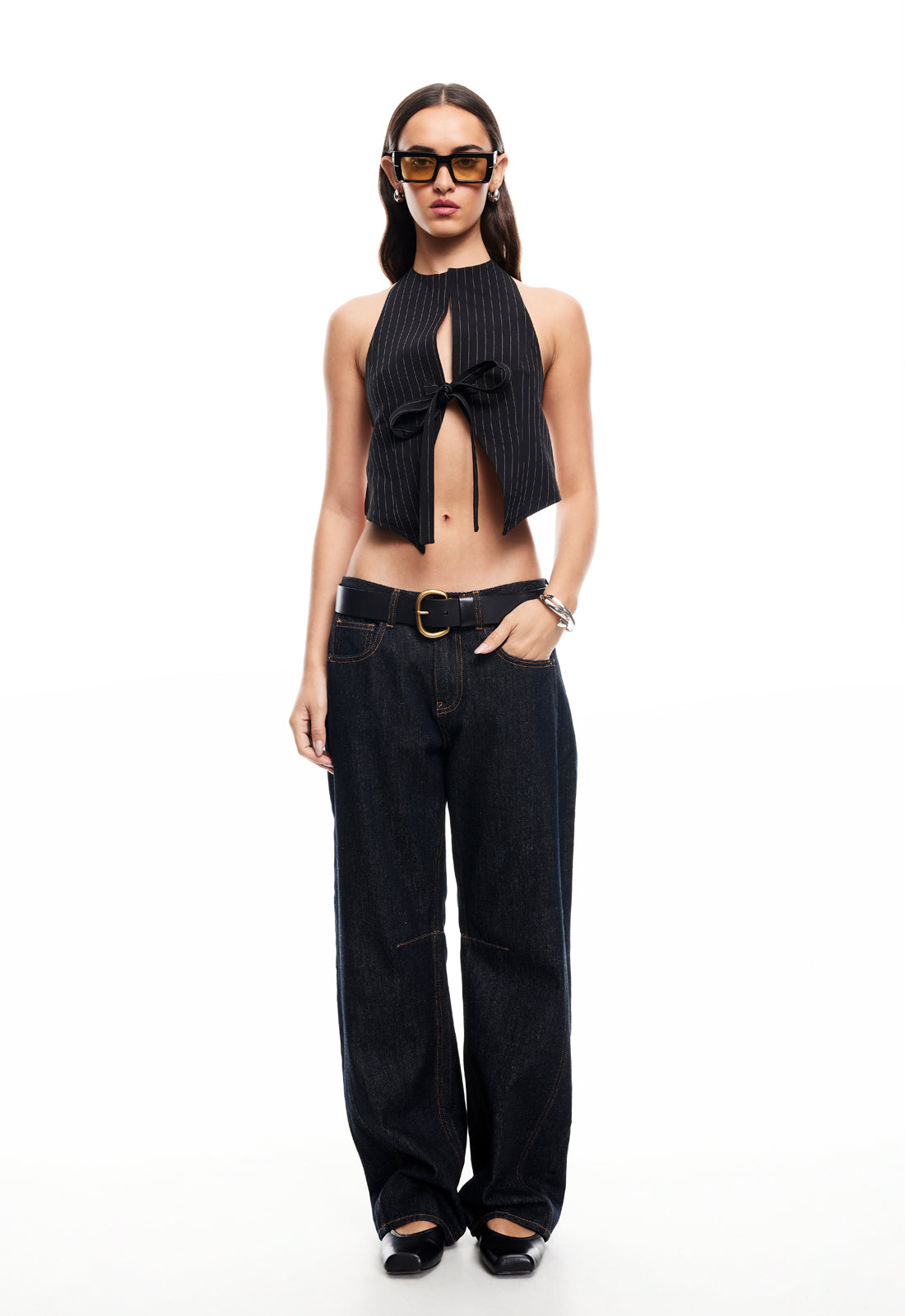 BUTTERFLY TIE TOP - ONYX PINSTRIPE