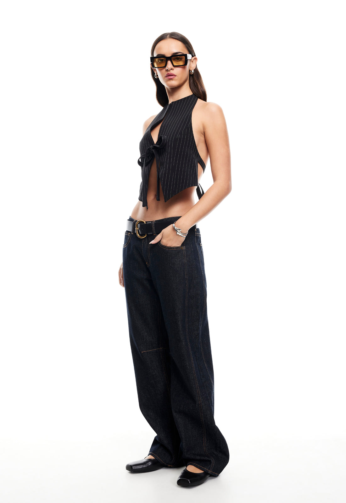 BUTTERFLY TIE TOP - ONYX PINSTRIPE