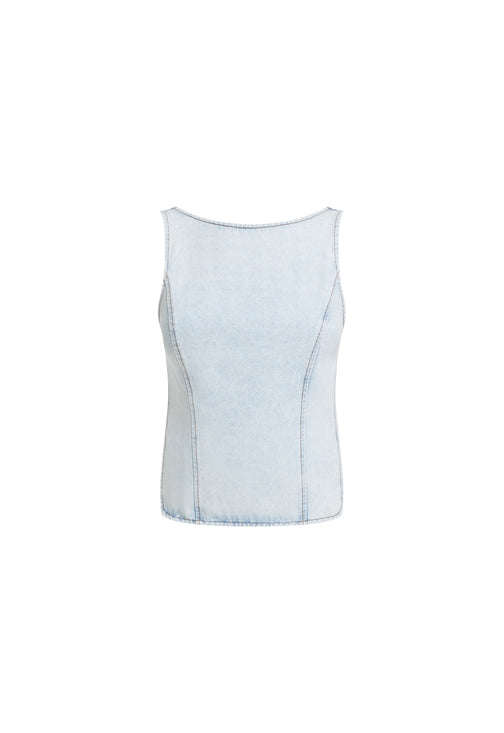 RIDER BACKLESS TOP - LIGHT DENIM