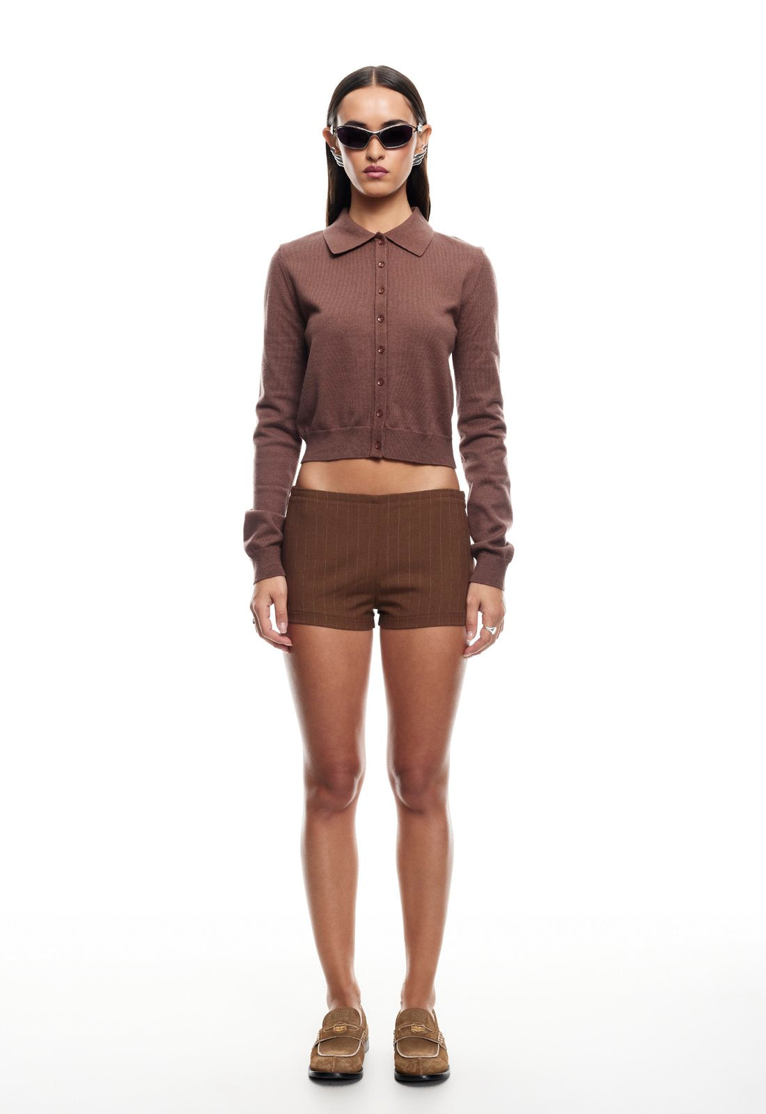 REBORN MINI SHORT - CHOCOLATE PINSTRIPE