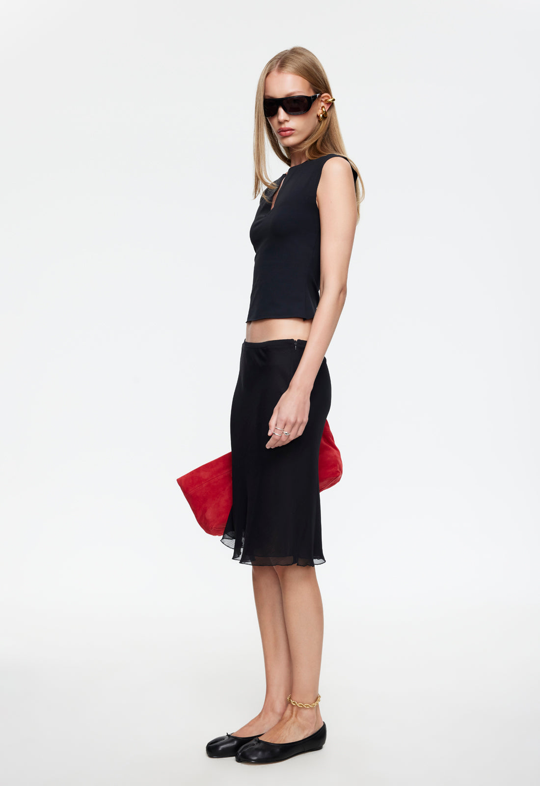 SHORELINE MIDI SKIRT - OBSIDIAN