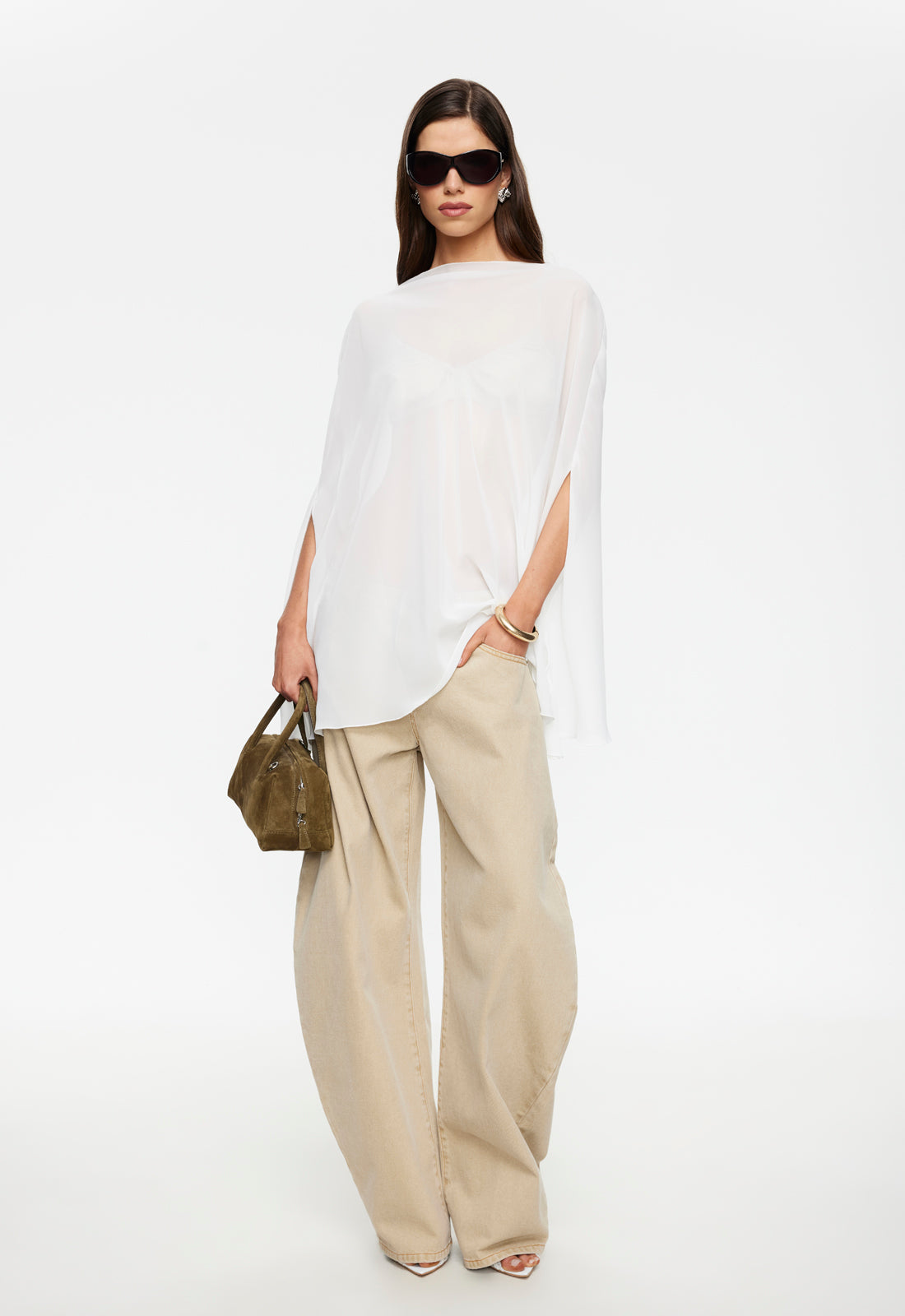 AURA PONCHO - PORCELAIN