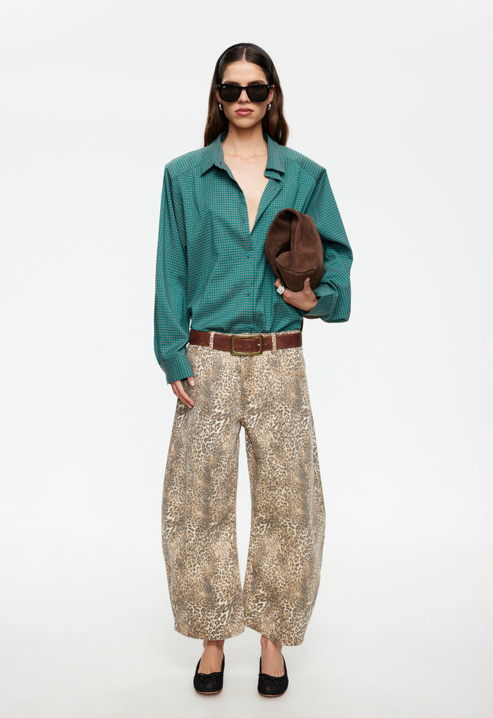 HORSESHOE CROPPED JEAN - LEOPARD