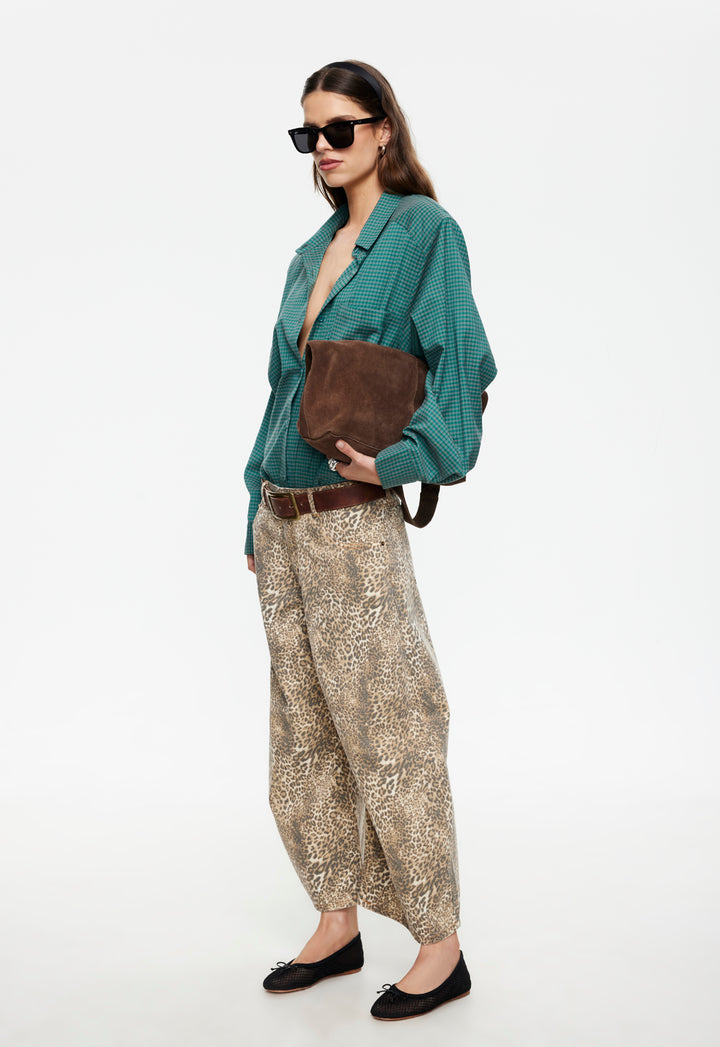 HORSESHOE CROPPED JEAN - LEOPARD