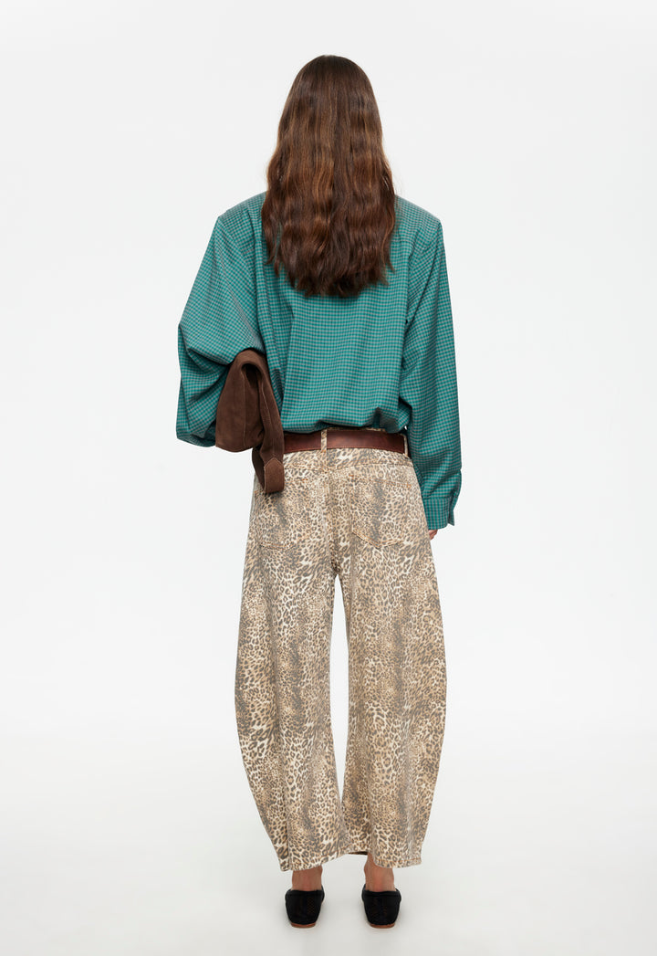 HORSESHOE CROPPED JEAN - LEOPARD