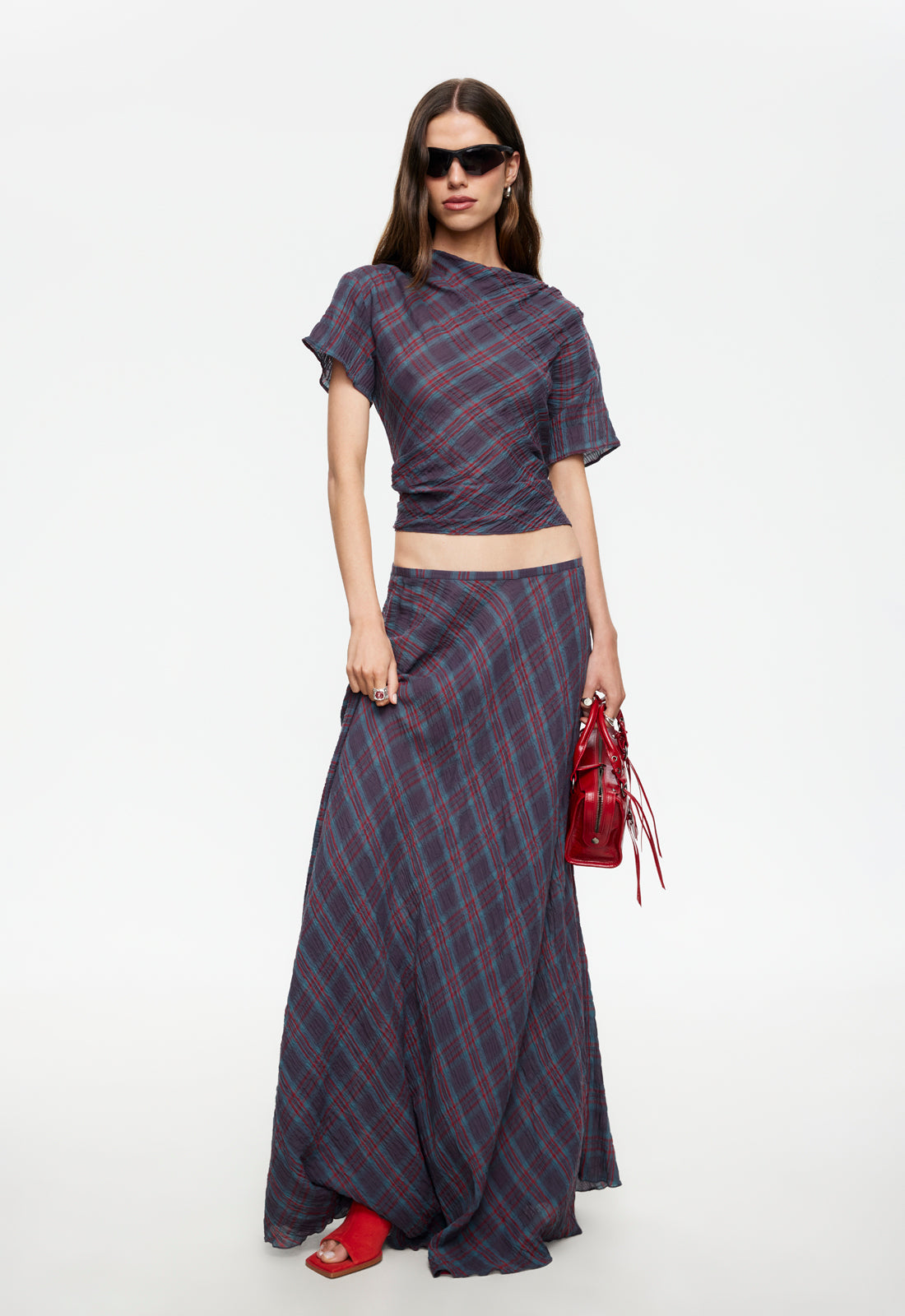 HALCYON MAXI SKIRT - JADE PLAID