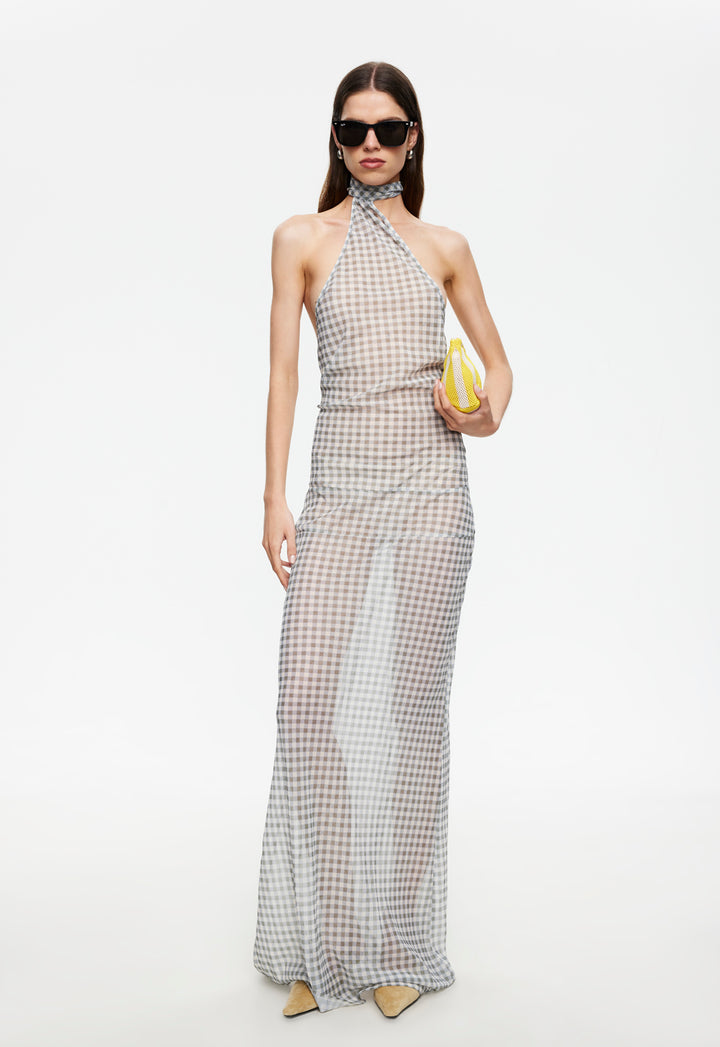 LUX MAXI DRESS - SKY CHECK