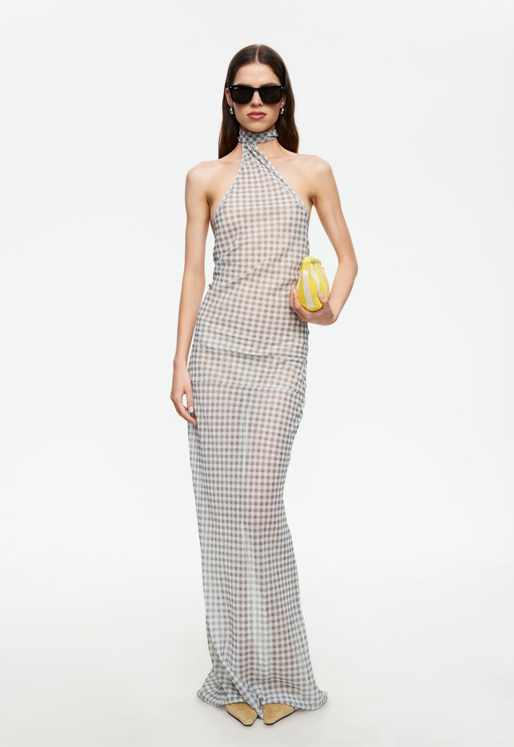 LUX MAXI DRESS - SKY CHECK