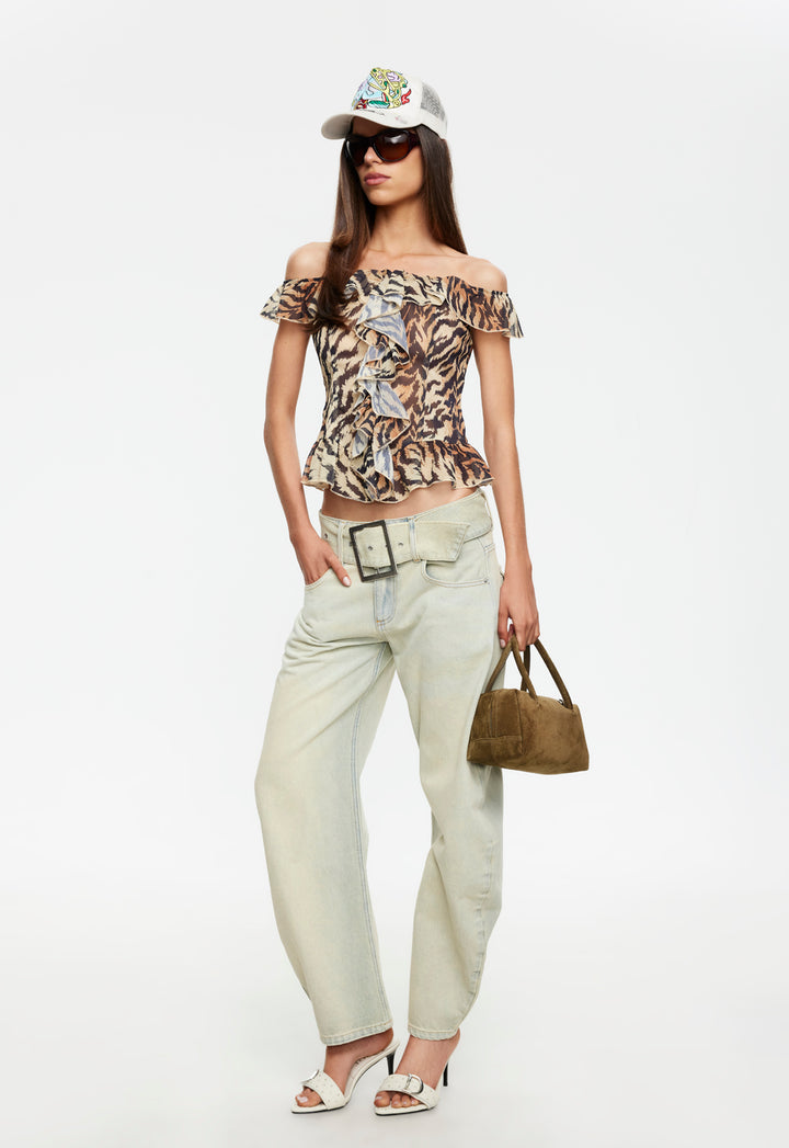 TIMELESS RUFFLE TOP - TIGER