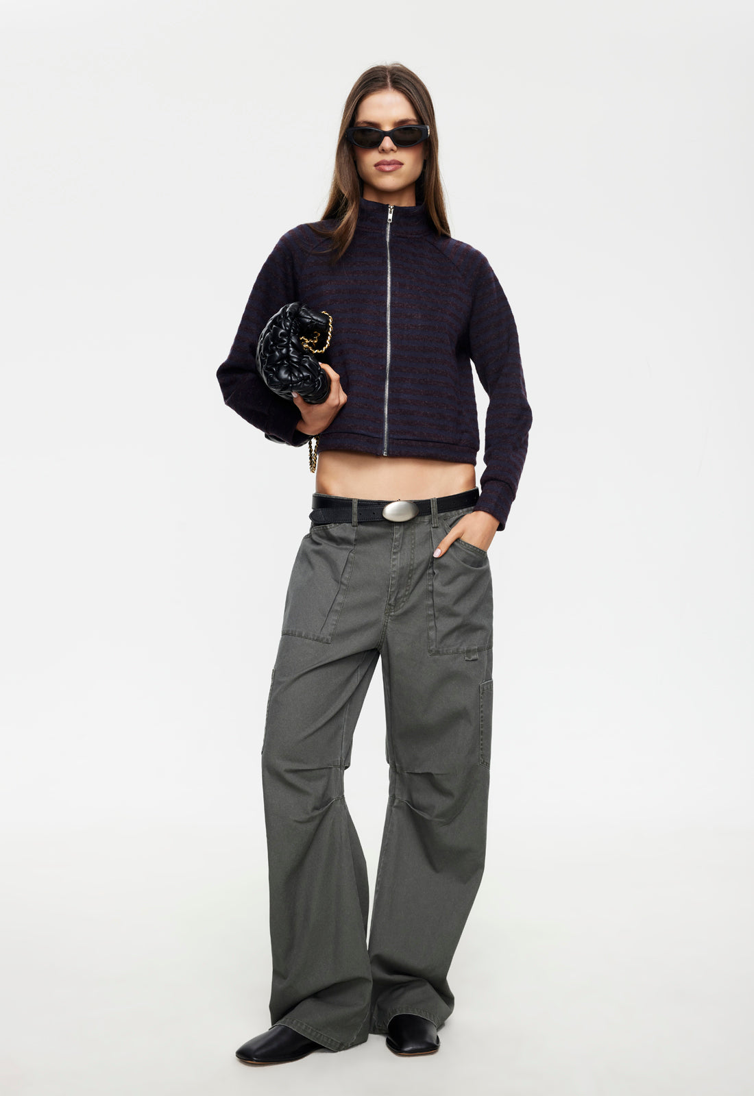 BLOOM KNIT JACKET - FOREST STRIPE