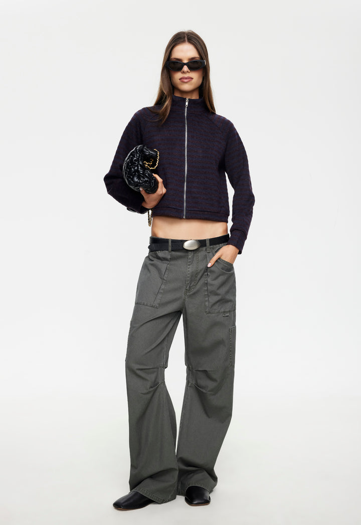BLOOM KNIT JACKET - FOREST STRIPE