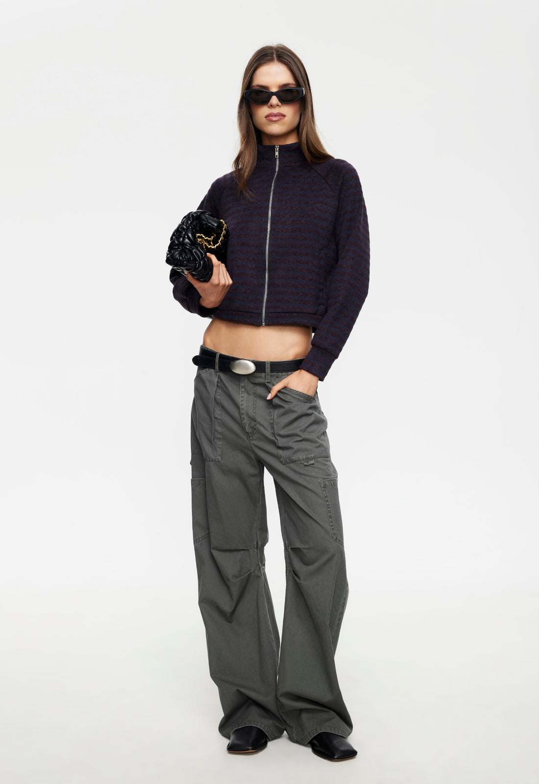 BLOOM KNIT JACKET - FOREST STRIPE