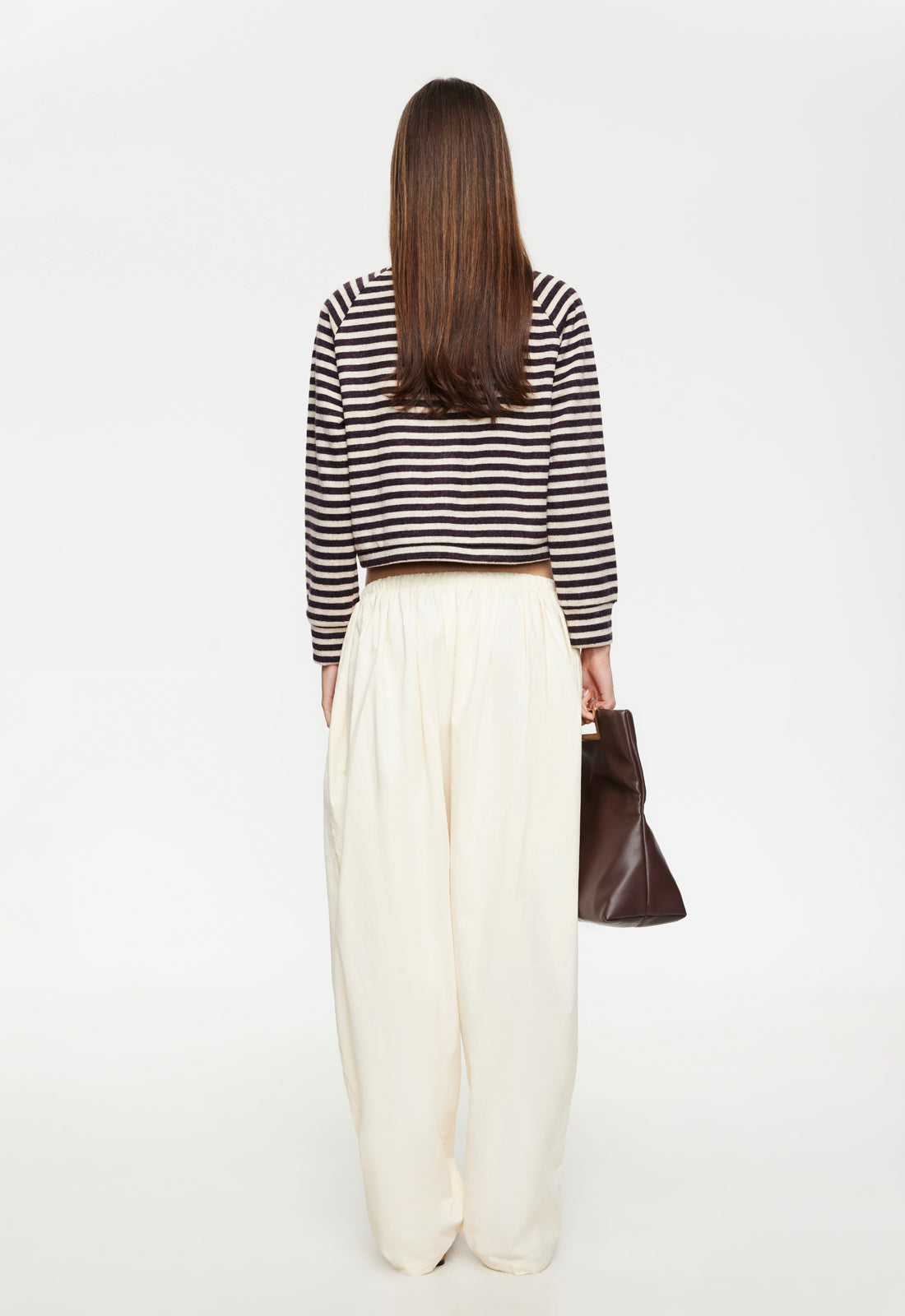 BLOOM KNIT JACKET - BEIGE CHOCOLATE STRIPE