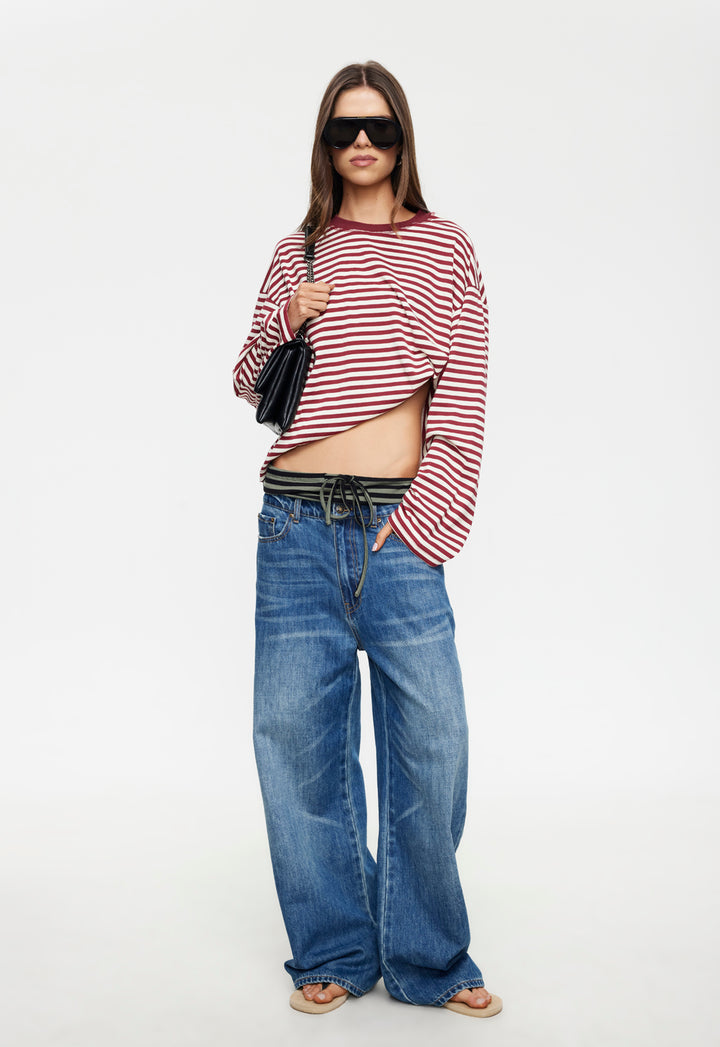 BLOOM LONG SLEEVE - WINE STRIPE