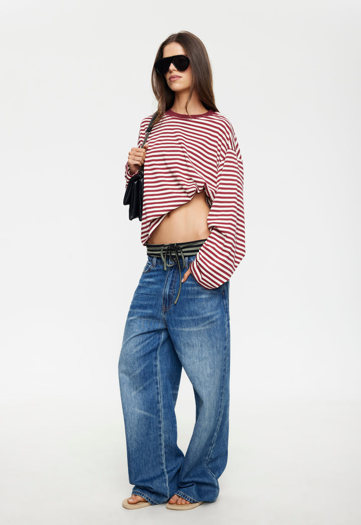 BLOOM LONG SLEEVE - WINE STRIPE