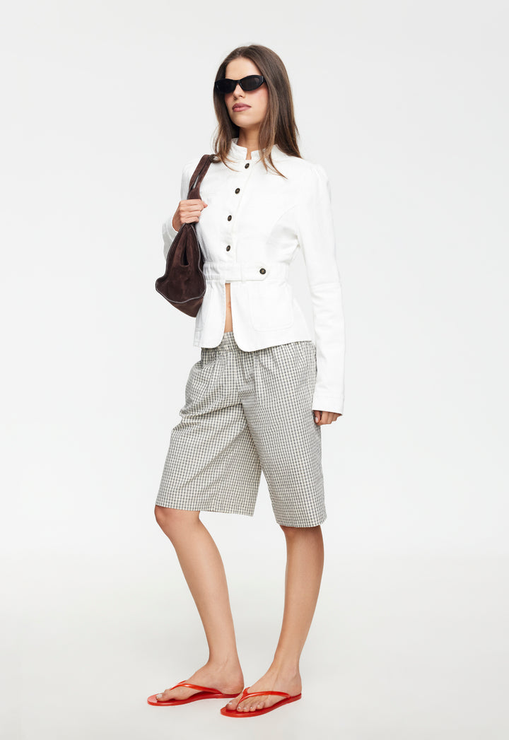 SEVIGNEY LONG SHORT - CREAM CHECK