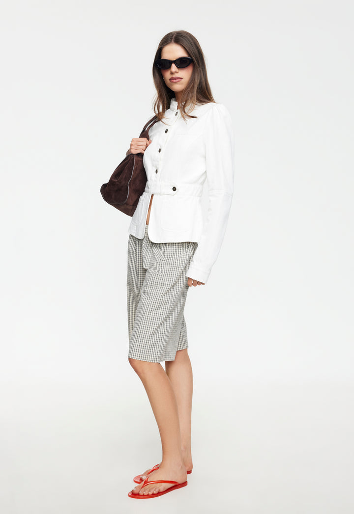 SEVIGNEY LONG SHORT - CREAM CHECK