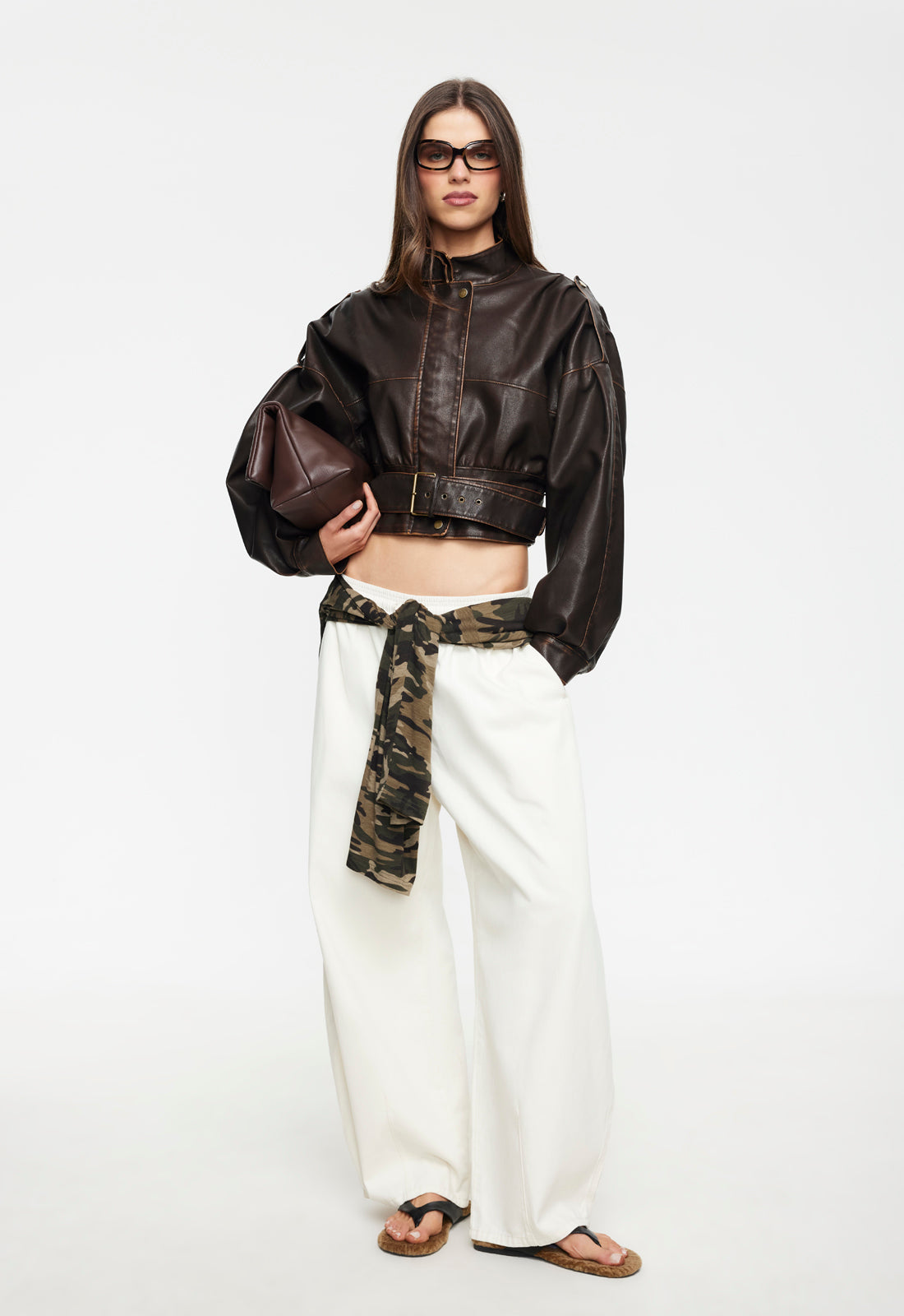 GIGI LEATHER JACKET - CHOCOLATE