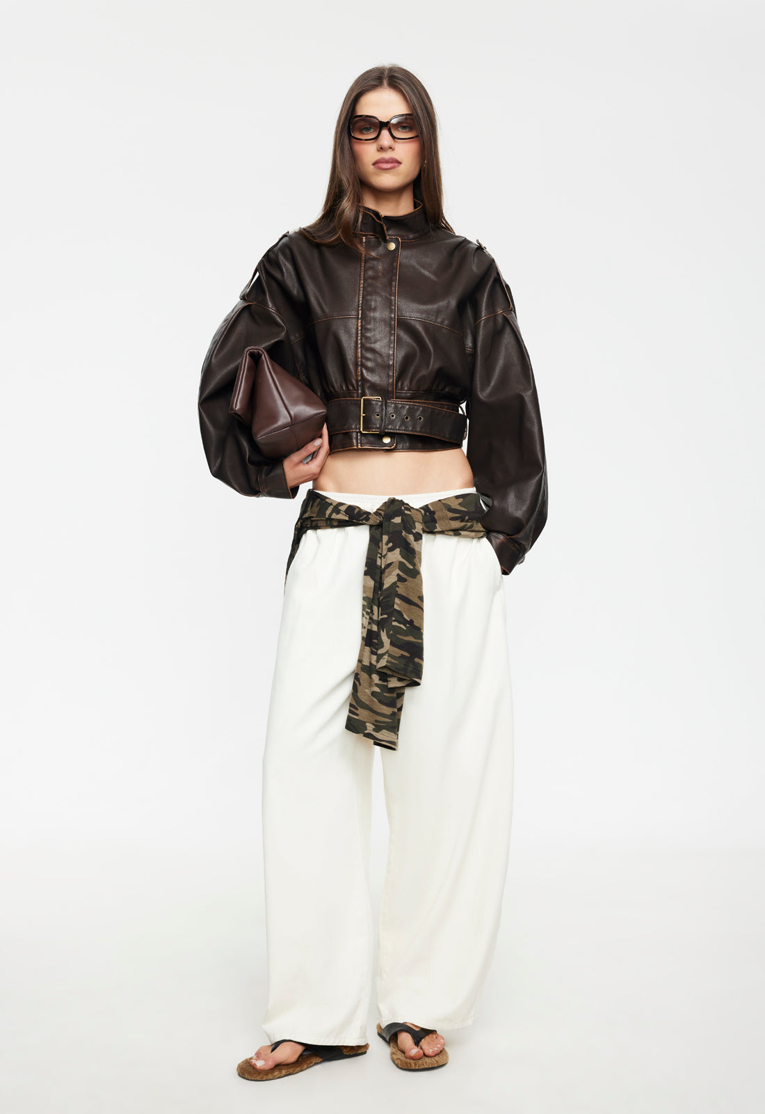 GIGI LEATHER JACKET - CHOCOLATE