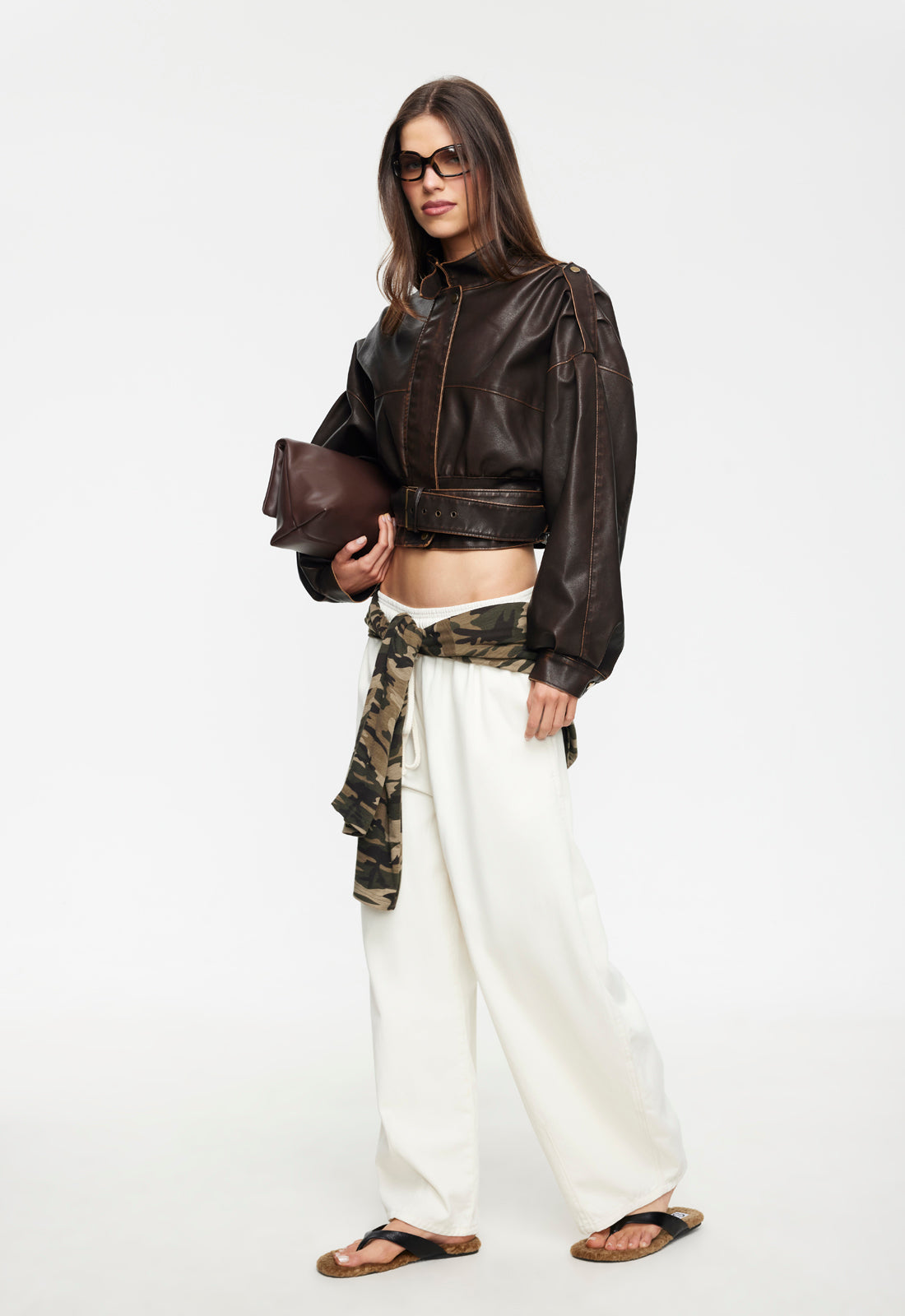 GIGI LEATHER JACKET - CHOCOLATE