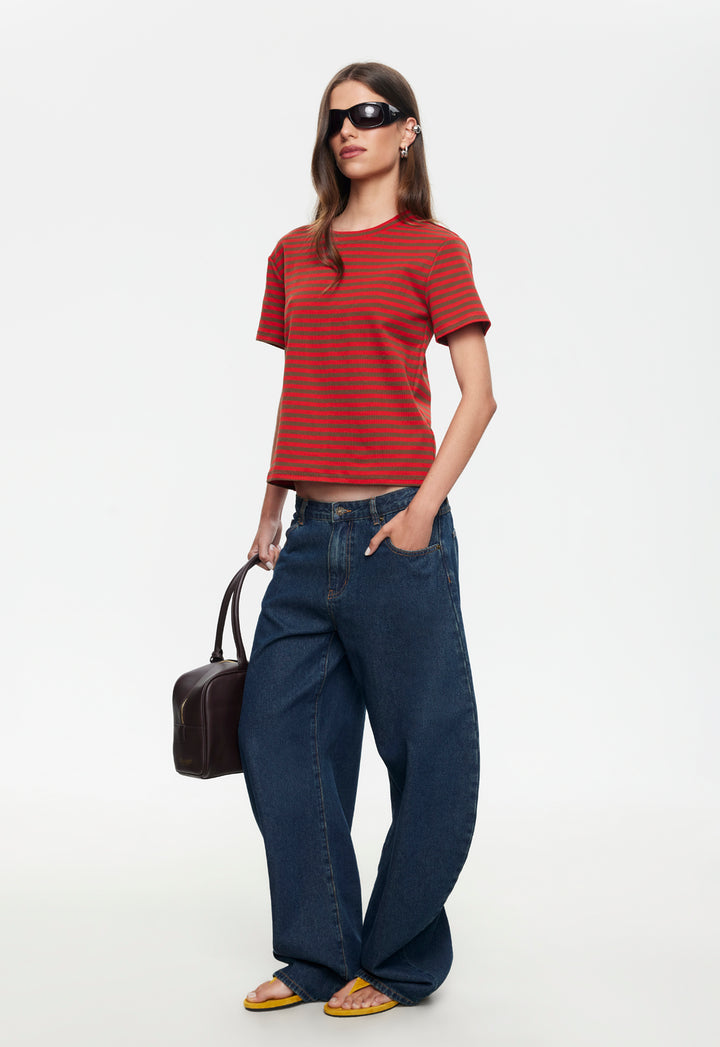 BLOOM BABY TEE - LAVA COCOA STRIPE
