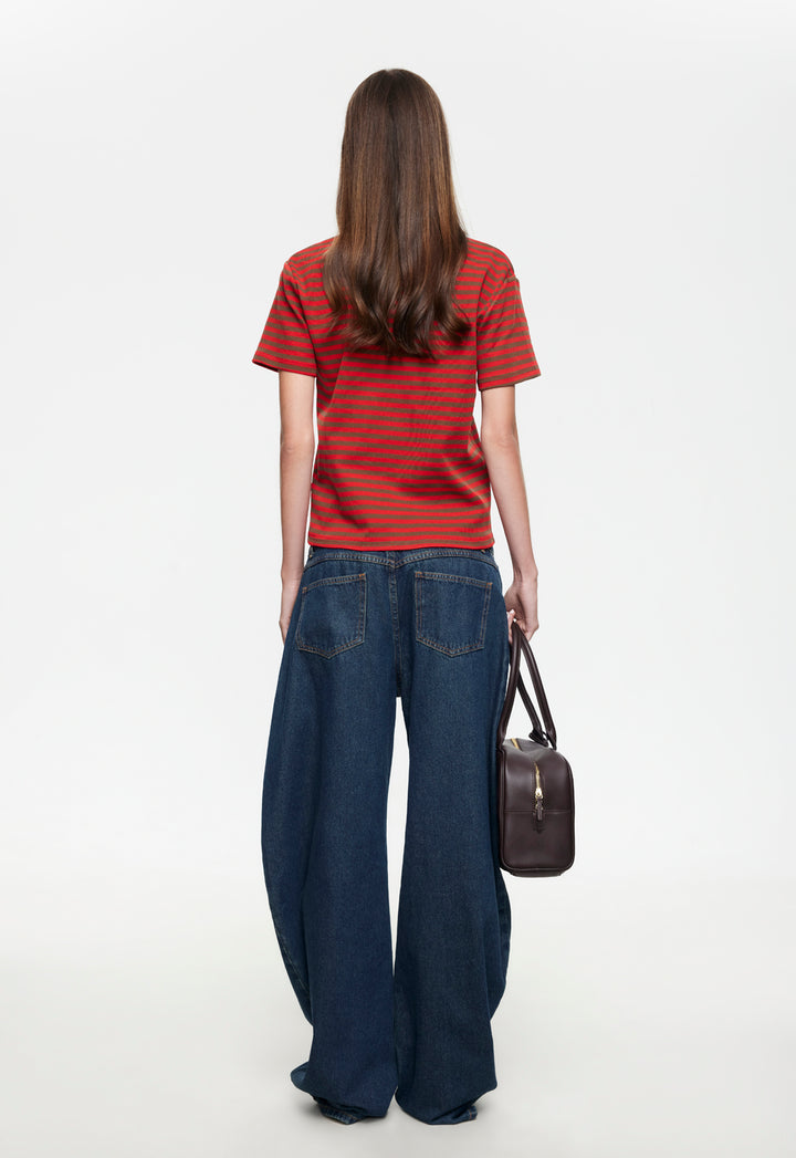 BLOOM BABY TEE - LAVA COCOA STRIPE