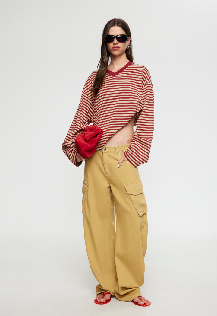 BLOOM V LONG SLEEVE - SAHARA CHERRY STRIPE