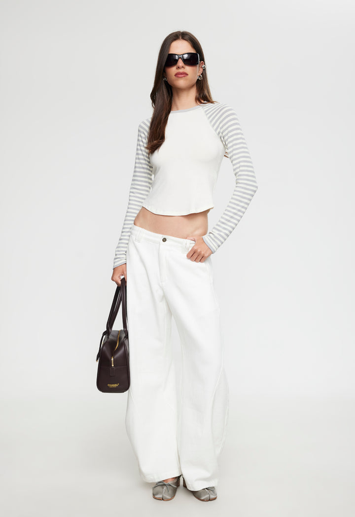 BLOOM BASEBALL LONG SLEEVE - VANILLA CLOUD STRIPE