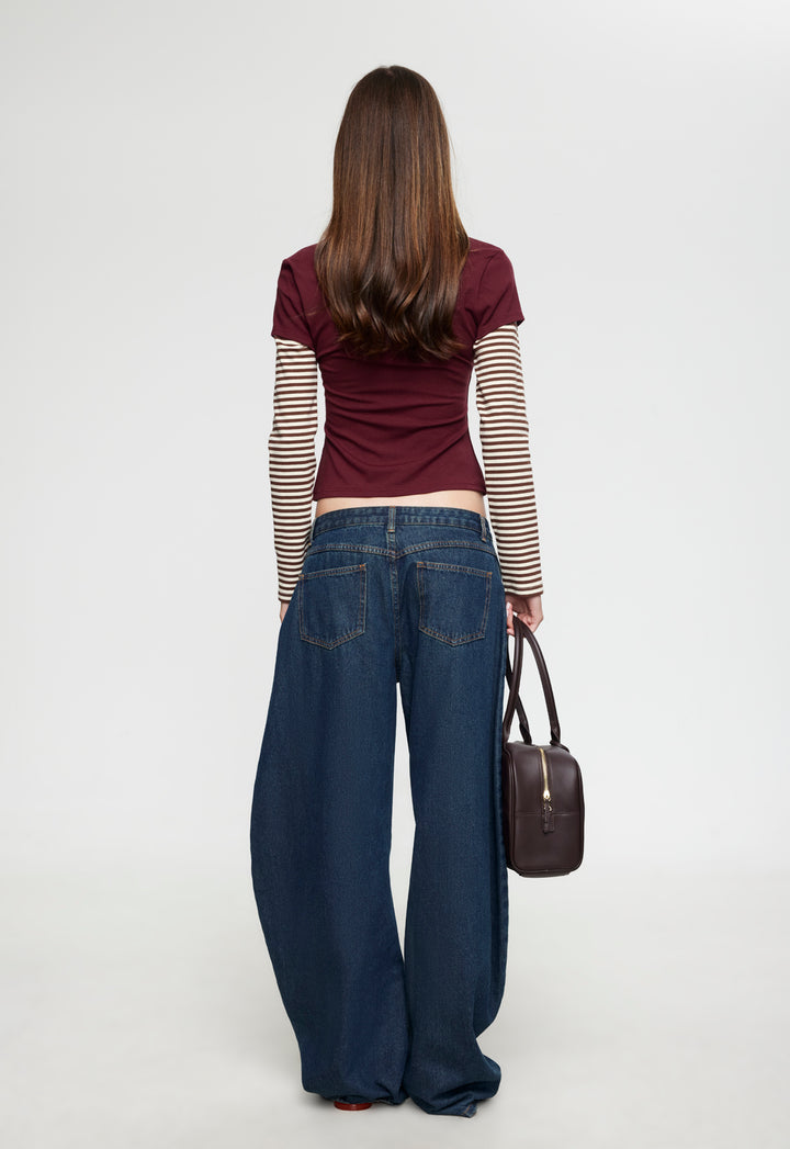 BLOOM LAYERED LONG SLEEVE - GARNET STRIPE