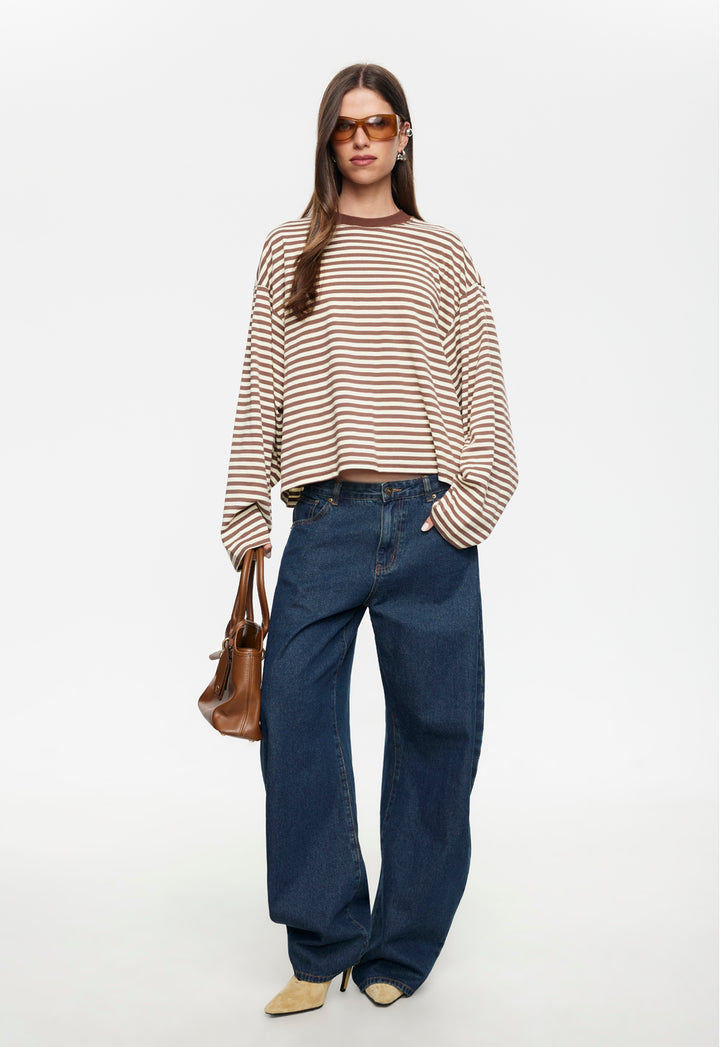 BLOOM LONG SLEEVE - SORBET COCOA STRIPE
