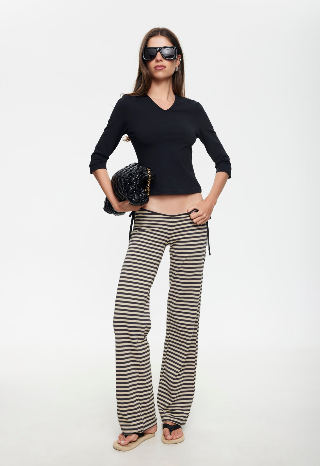 BLOOM TIE PANT - SLATE STRIPE