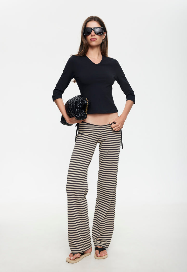 BLOOM TIE PANT - SLATE STRIPE