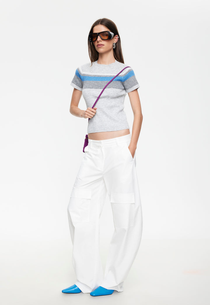 KISS & TELL KNIT TEE - CLOUD STRIPE