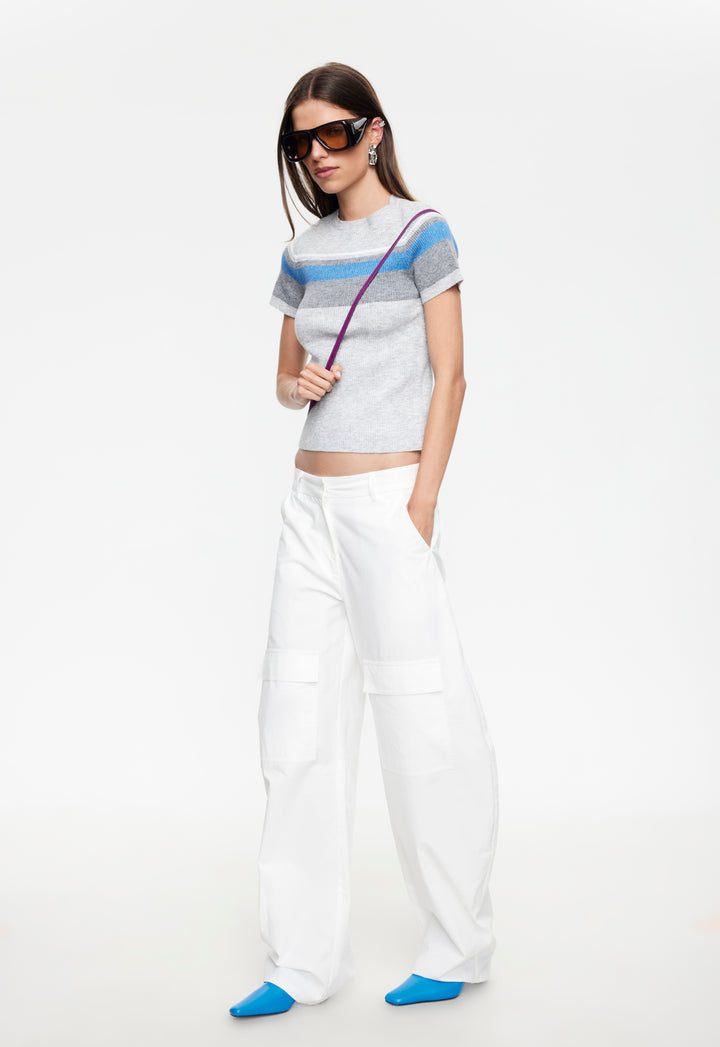 KISS & TELL KNIT TEE - CLOUD STRIPE