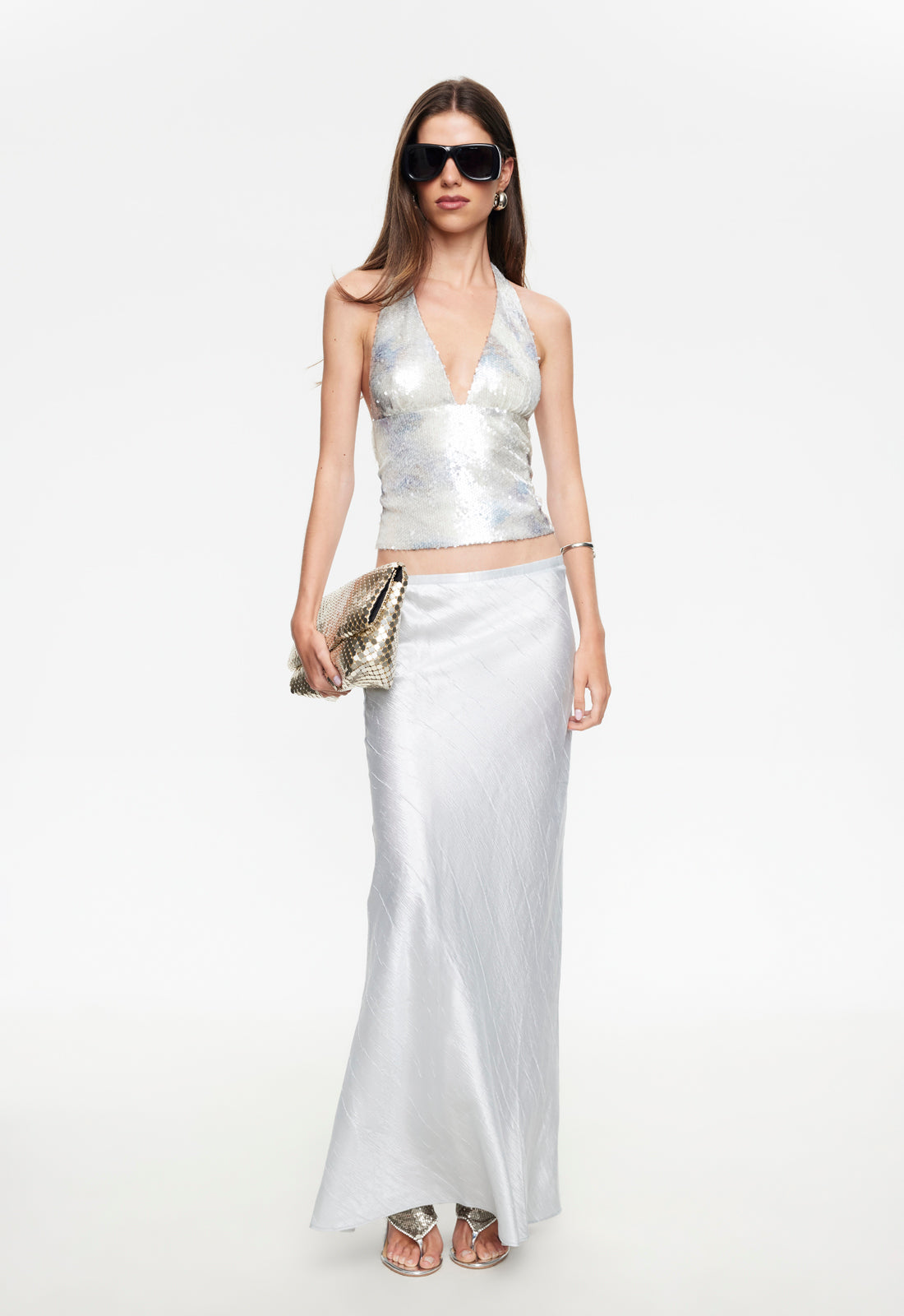 OPULENCE HALTER TOP - AQUA MIST