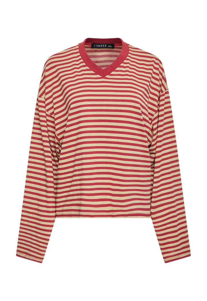 BLOOM V LONG SLEEVE - SAHARA CHERRY STRIPE