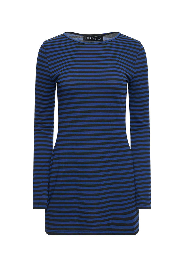 BLOOM DRESS - BLACK NAVY STRIPE