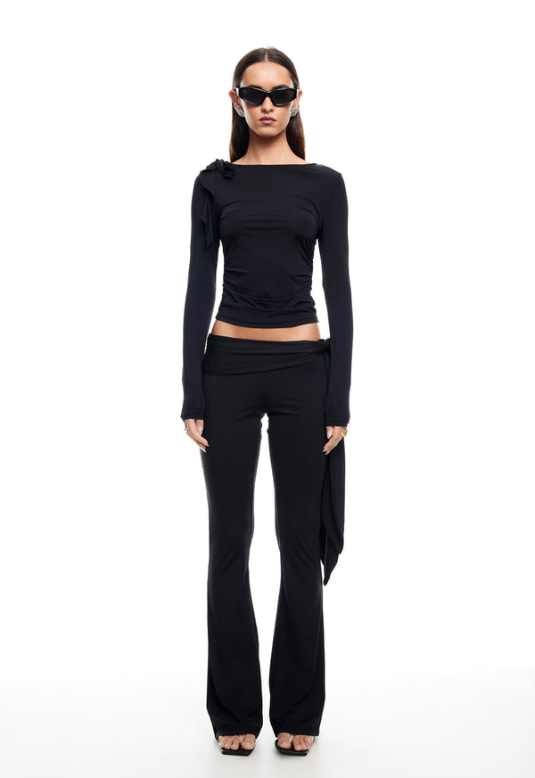 RENDEZVOUS LONG SLEEVE TOP - ONYX