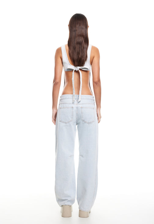 RIDER BACKLESS TOP - LIGHT DENIM